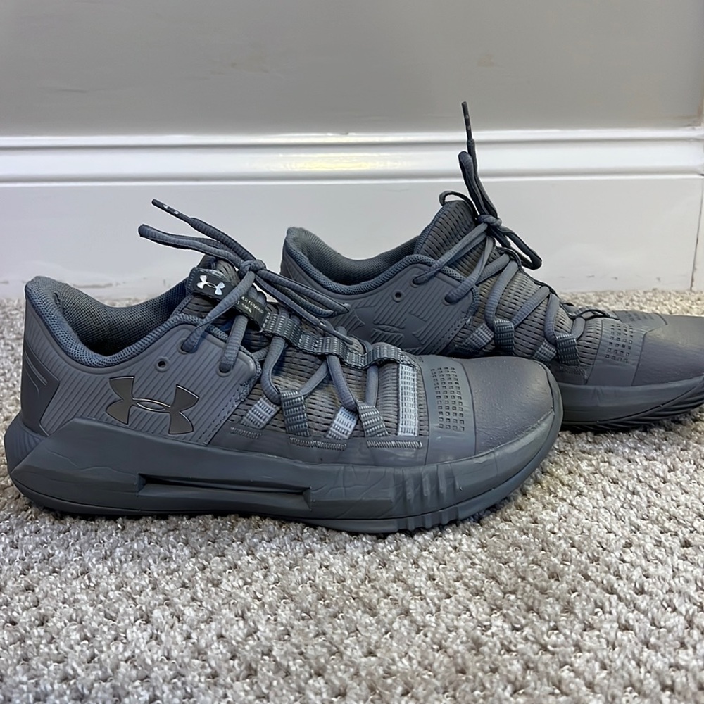 Grey Under Armour volleyball shoes